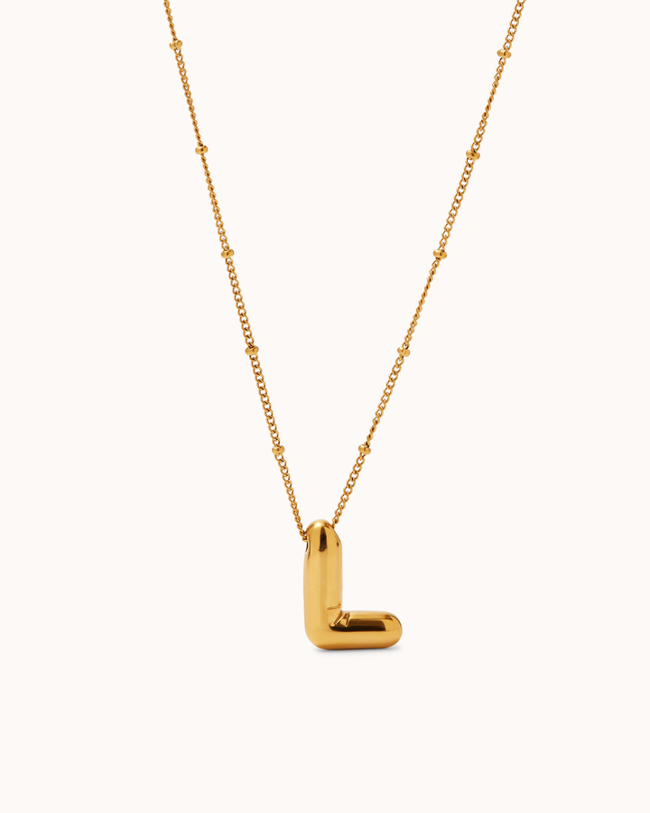 Personalised Large L Initial Pendant Necklace in Gold