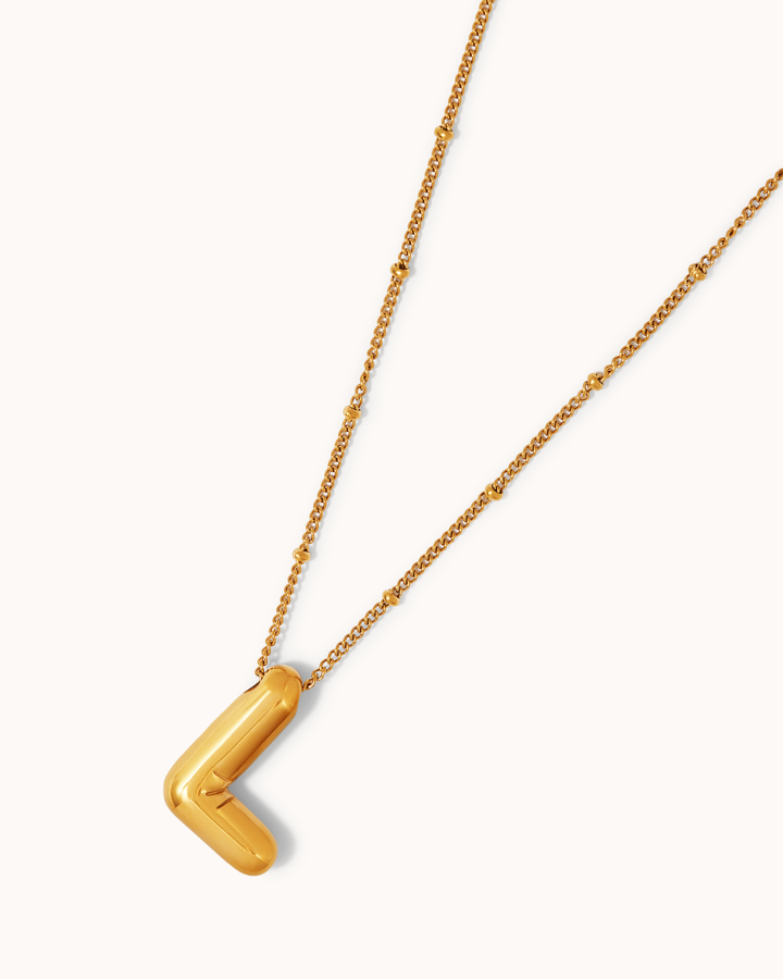 Personalised Large L Initial Pendant Necklace in Gold
