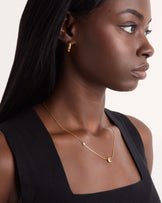 Small E Initial Cubic Zirconia Necklace in Gold