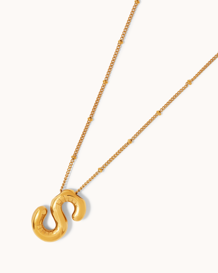 Personalised Large Initial Pendant Necklace in Gold