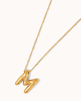 Large M Initial Pendant Necklace in Gold