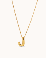 Personalised Large J Initial Pendant Necklace in Gold