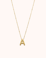 Large A Initial Pendant Necklace in Gold