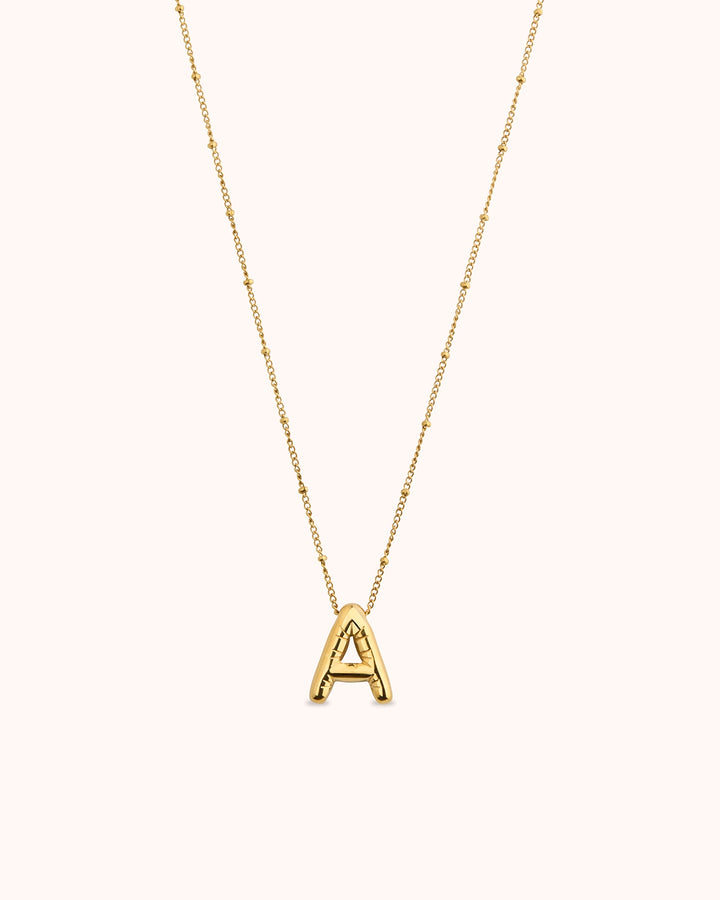 Large A Initial Pendant Necklace in Gold