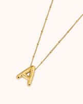Large A Initial Pendant Necklace in Gold