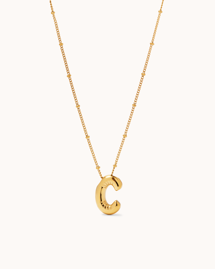 Personalised Large C Initial Pendant Necklace in Gold