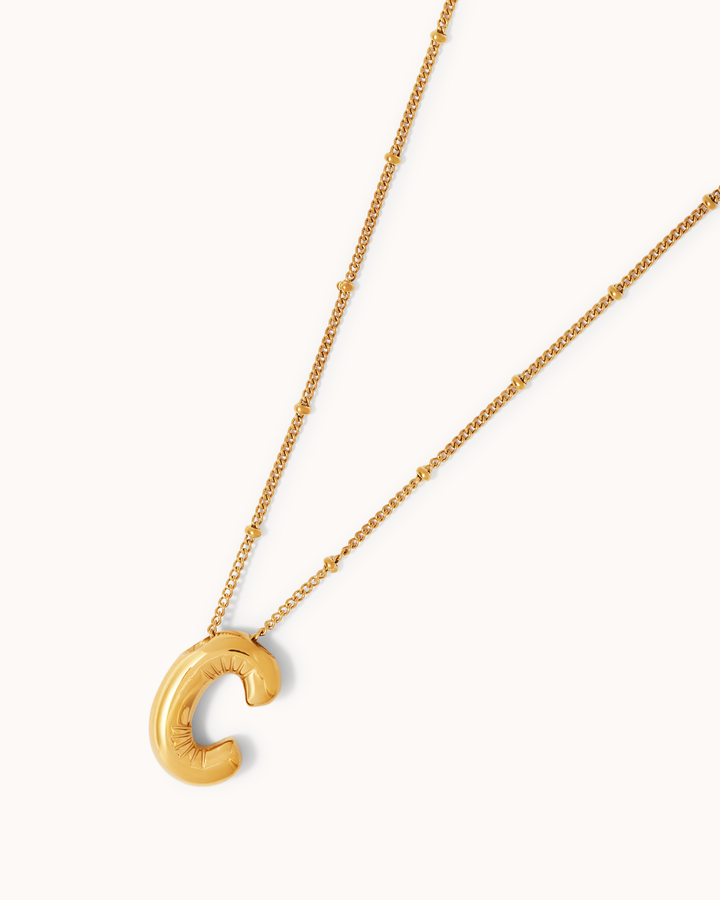 Personalised Large C Initial Pendant Necklace in Gold