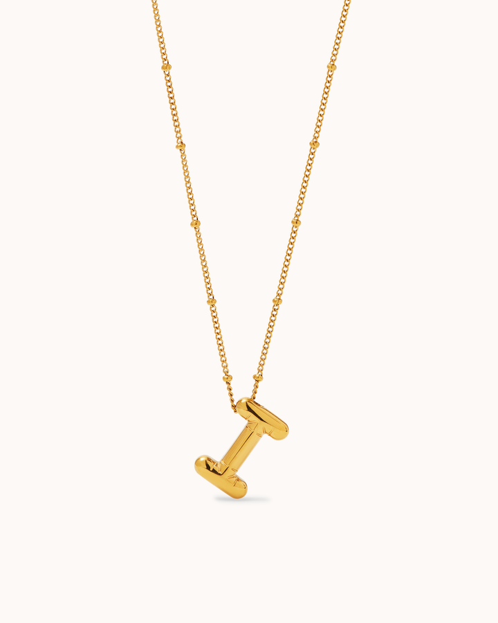 Large I Initial Pendant Necklace in Gold