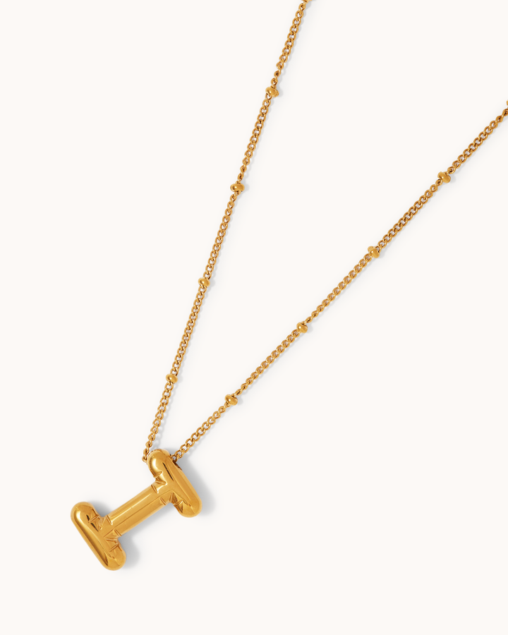 Large I Initial Pendant Necklace in Gold
