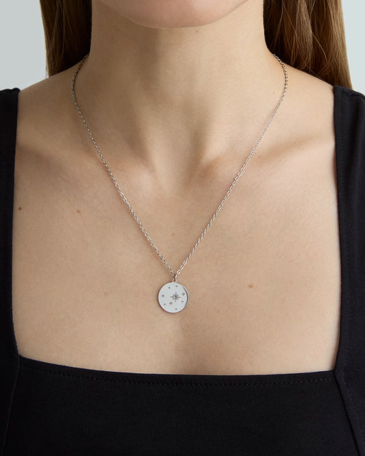Cubic Zirconia Celestial Pendant Necklace in Silver