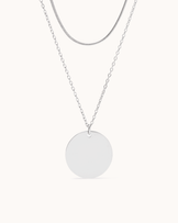 Circle & Snake Chain Necklace Set in Silver