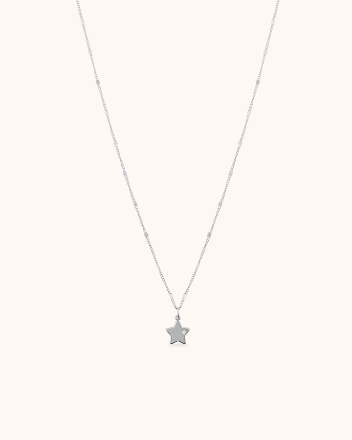 Cubic Zirconia Star Pendant Necklace in Silver