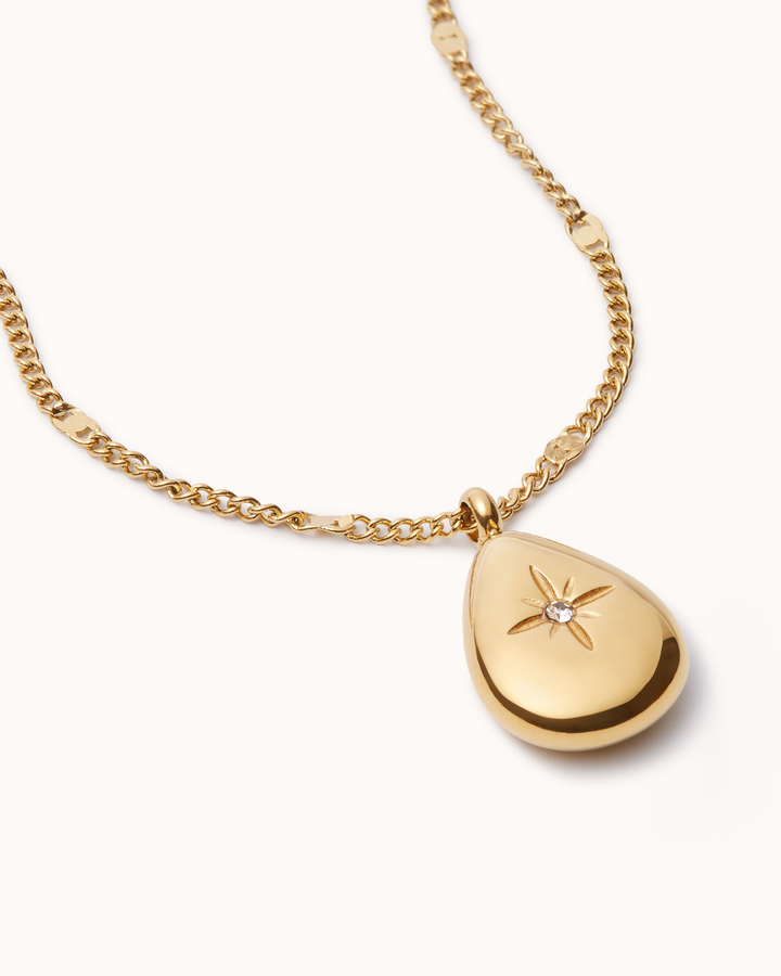 Teardrop Pendant Twisted Chain Necklace