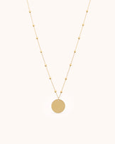 Long Beaded Pendant Chain Necklace in Gold