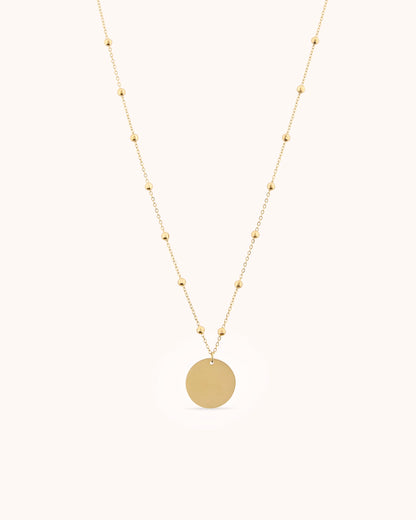 Long Beaded Pendant Chain Necklace in Gold