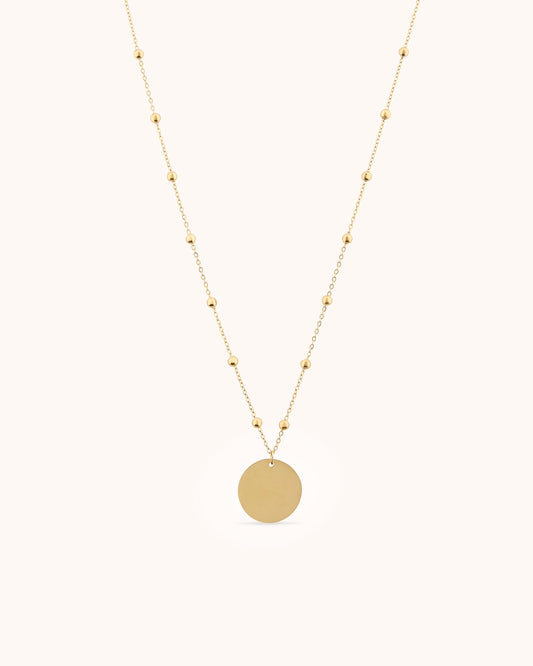 Long Beaded Pendant Chain Necklace in Gold