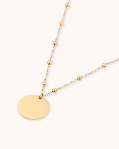 Long Beaded Pendant Chain Necklace in Gold