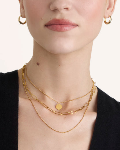 Pendant Cable & Link Chain Necklace Set