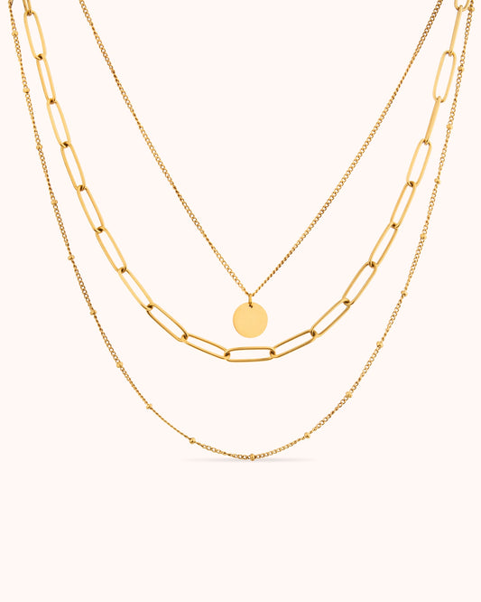 Pendant Cable & Link Chain Necklace Set