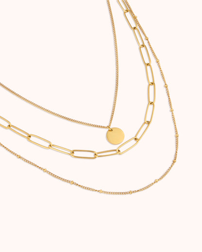 Pendant Cable & Link Chain Necklace Set