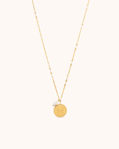 Pendant & Pearl Chain Necklace in Gold