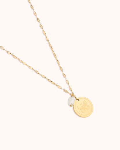 Pendant & Pearl Chain Necklace in Gold