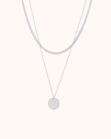 Circle & Snake Chain Necklace Set in Gold