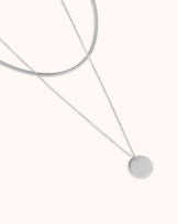 Circle & Snake Chain Necklace Set in Gold
