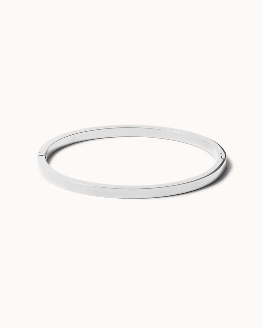 Slim Square Bangle in Silver