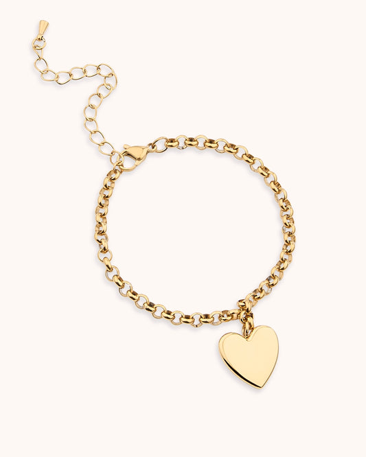 Heart Pendant Chain Bracelet in Gold