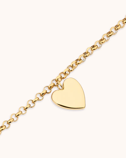 Heart Pendant Chain Bracelet in Gold