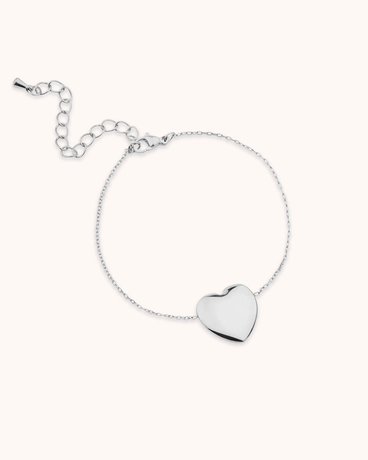 Heart Chain Bracelet in Silver