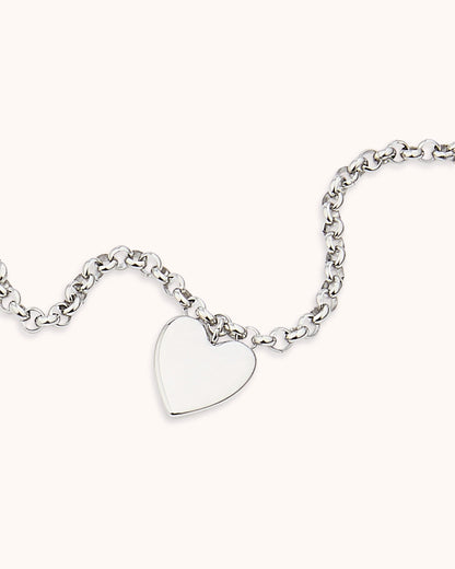 Heart Pendant Chain Bracelet in Silver