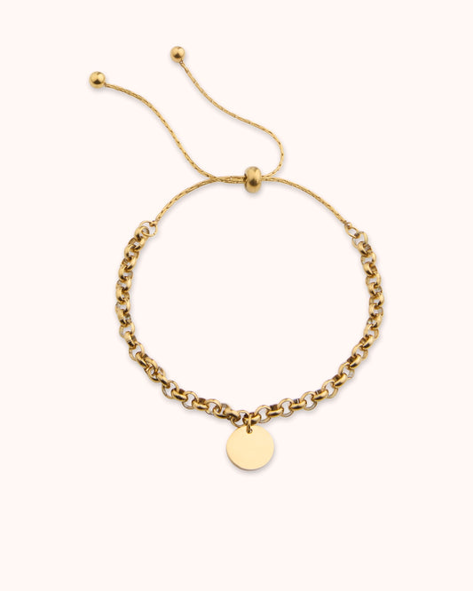 Adjustable Circle Pendant Chain Bracelet