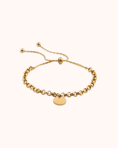 Adjustable Circle Pendant Chain Bracelet