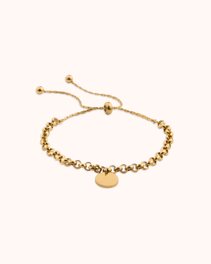 Adjustable Circle Pendant Chain Bracelet