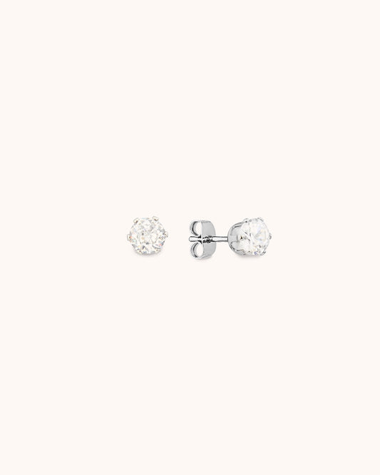Waterproof 5mm Cubic Zirconia Studs in Silver