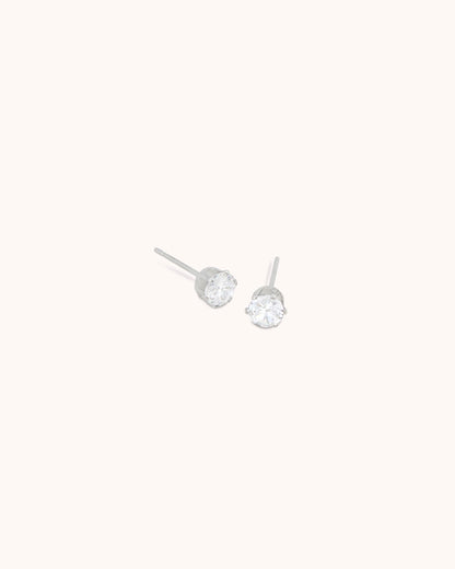 Waterproof 5mm Cubic Zirconia Studs in Silver