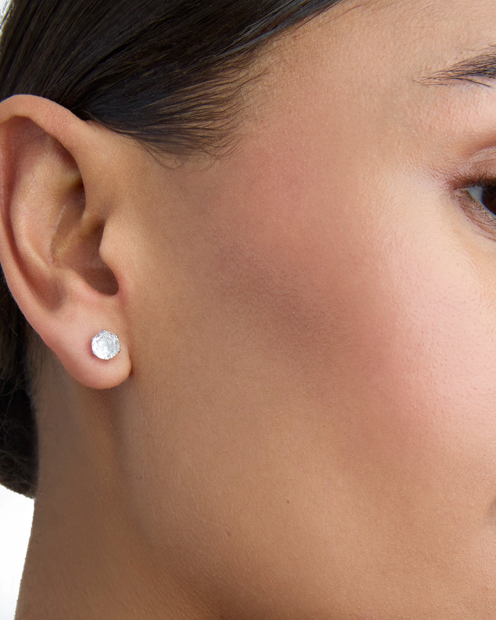 Waterproof 6mm Cubic Zirconia Studs in Silver