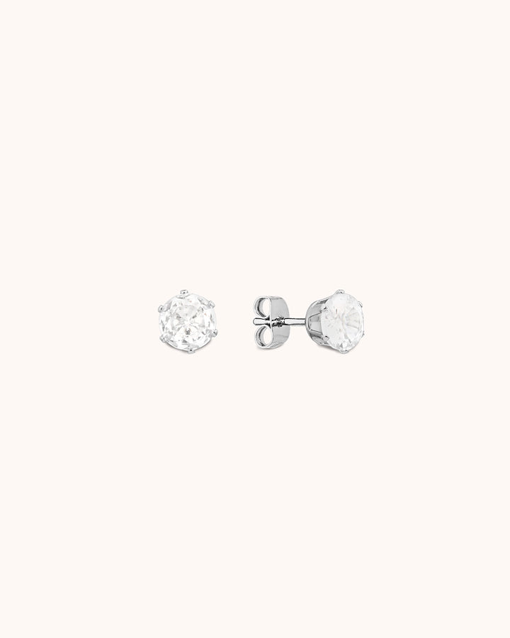 Waterproof 6mm Cubic Zirconia Studs in Silver