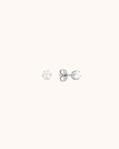 Waterproof 4mm Cubic Zirconia Studs in Silver
