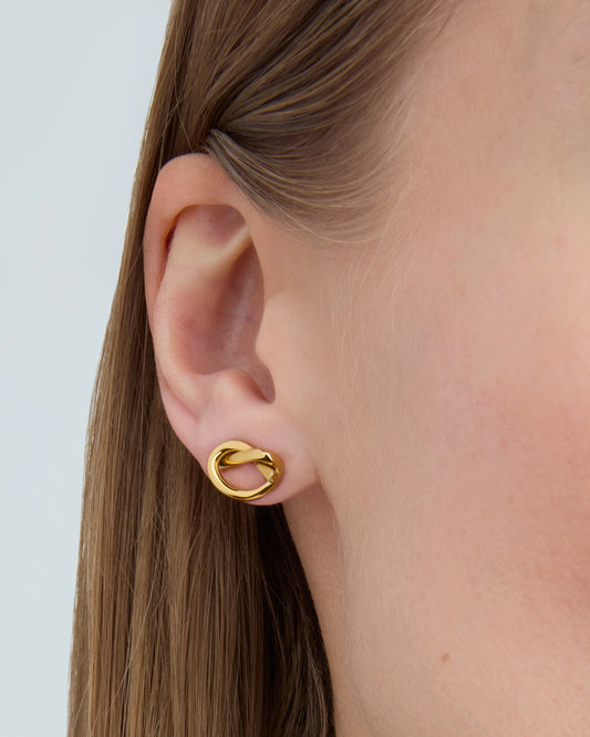 Waterproof Small Knot Stud Earrings in Gold