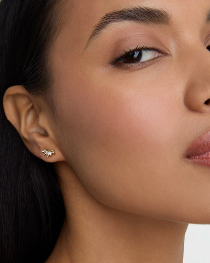 Waterproof Marquise Cluster Stud Earrings in Gold