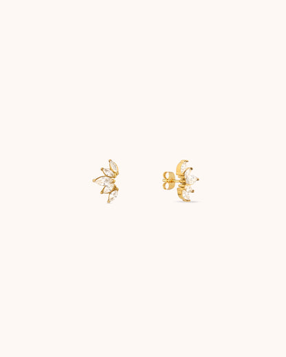 Waterproof Marquise Cluster Stud Earrings in Gold