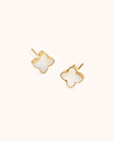 Shell Flower Stud Earrings in Gold