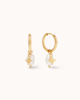 Celestial & Pearl Drop Charm Hoops