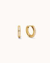 Waterproof Thin Pavé Huggie Earrings in Gold