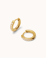 Waterproof Thin Pavé Huggie Earrings in Gold