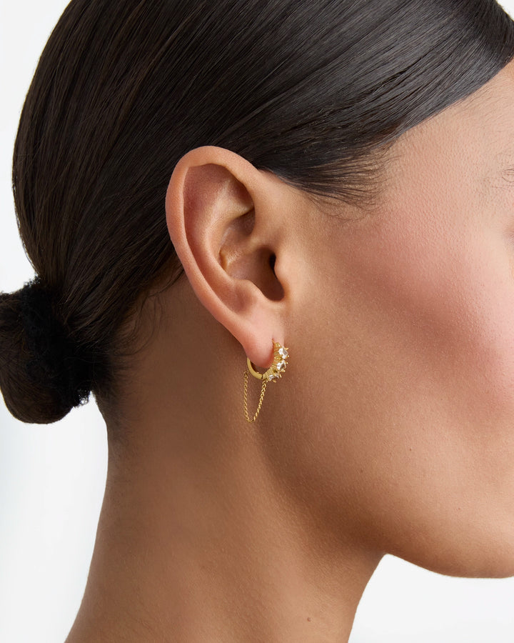 Waterproof Chain Huggie Earrings in Gold