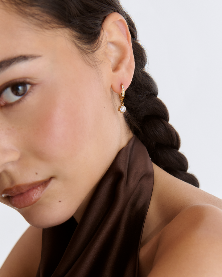Waterproof Pavé Drop Earrings in Gold